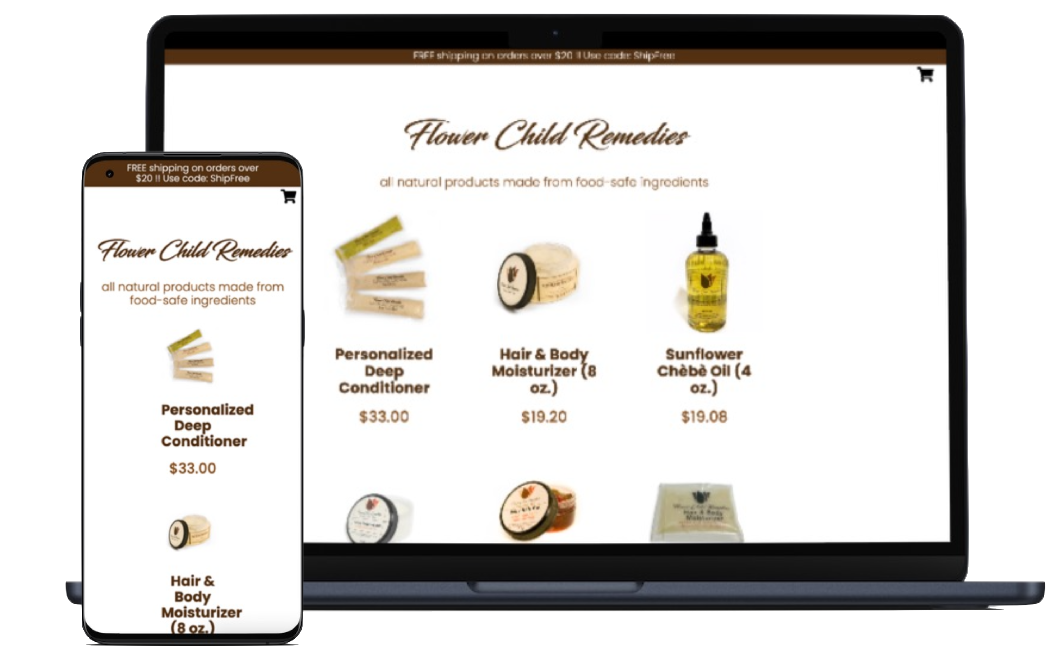 Picture of the Flower Child Remedies website