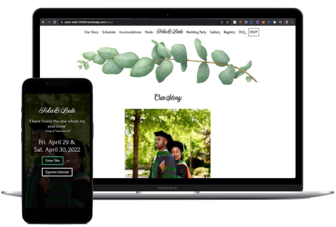 Picture of Wedding Website on laptop and mobile